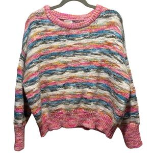World Market Pink Multicolor Abstract Striped‎ Women's Sweater Size XL